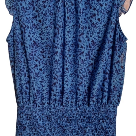 WOMEN'S SHORT SLEEVE COBALT BLUE SMOCKED RUFFLED DRESS SIZE MEDIUM - Picture 4 of 4